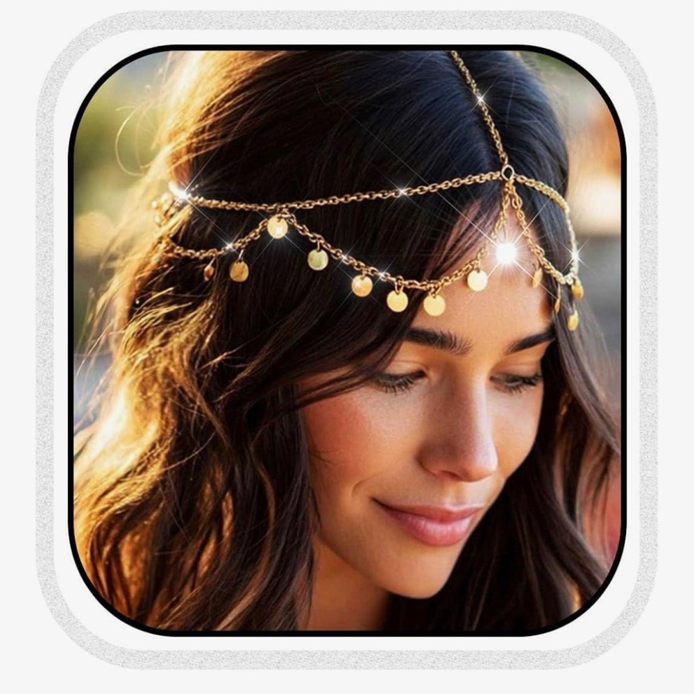 Gold Chain Headpiece with Discs